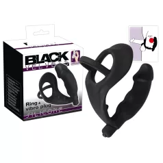   Black Velvets - vibratore anale con anello pene e scroto - nero