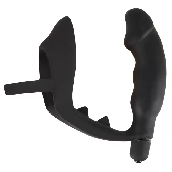 Black Velvets - vibratore anale con anello pene e scroto - nero