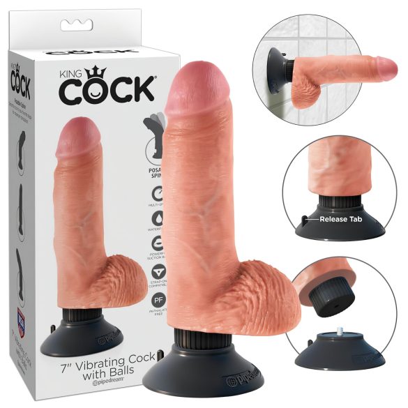 Vibratore King Cock 7 con ventosa (18 cm) - colore naturale