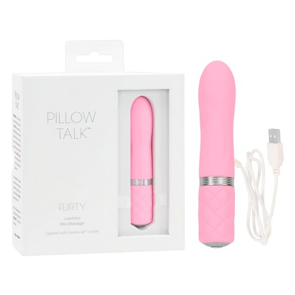 Pillow Talk Flirty - vibratore a bacchetta ricaricabile - silicone rosa