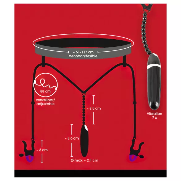 Bad Kitty - Pinza vibrante per labbra intime e slip - nero S-L