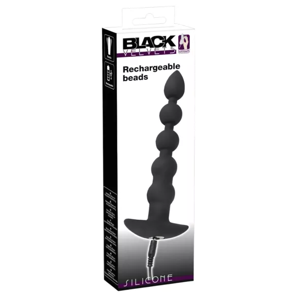 Black Velvets - vibratore anale ricaricabile 5 sfere in silicone nero