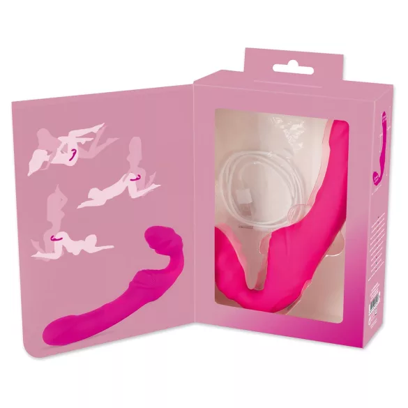 You2Toys - Double2Teaser - vibratore strap-on senza imbracatura (rosa)