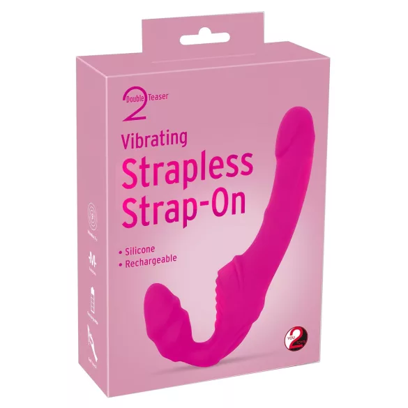You2Toys - Double2Teaser - vibratore strap-on senza imbracatura (rosa)