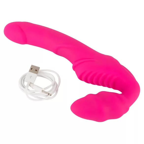 You2Toys - Double2Teaser - vibratore strap-on senza imbracatura (rosa)