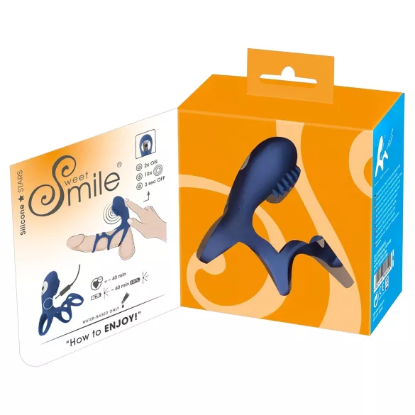 SMILE Couple - anello fallico vibrante ricaricabile - silicone blu