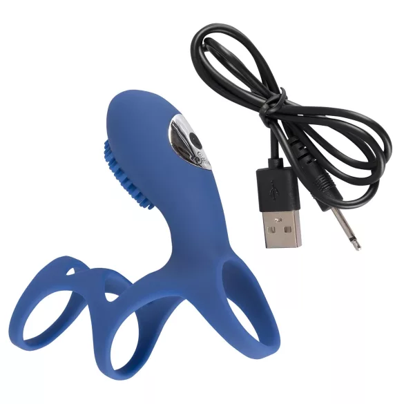 SMILE Couple - anello fallico vibrante ricaricabile - silicone blu