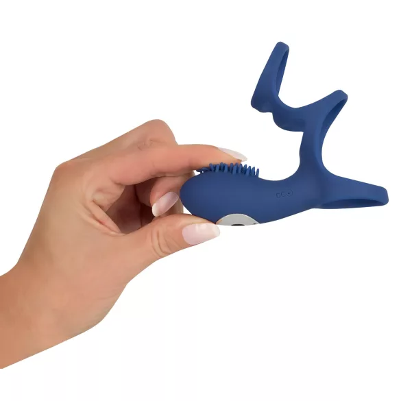 SMILE Couple - anello fallico vibrante ricaricabile - silicone blu