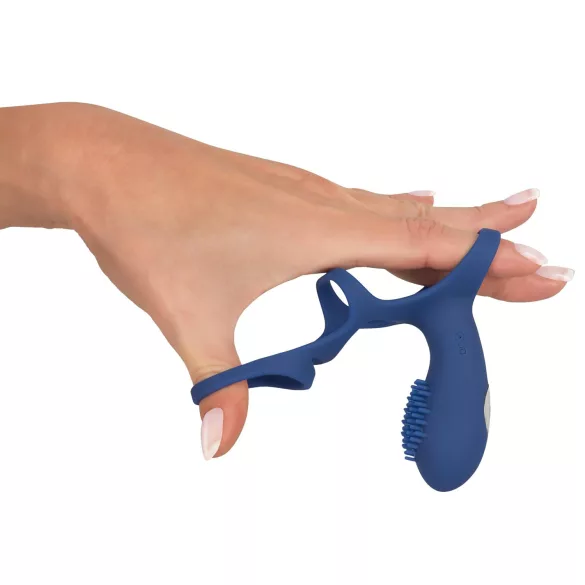 SMILE Couple - anello fallico vibrante ricaricabile - silicone blu