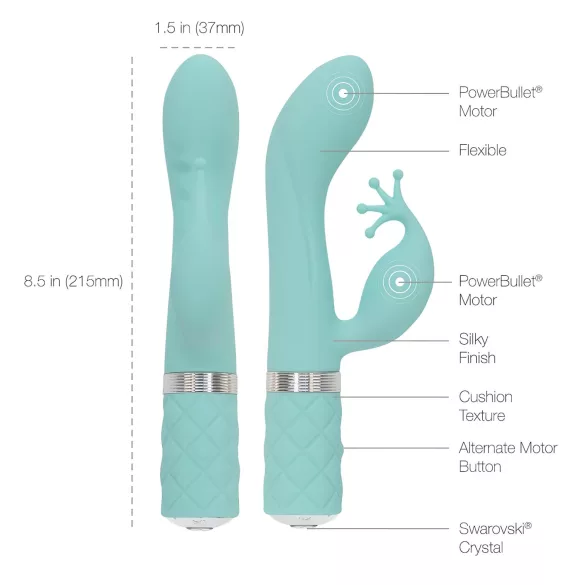 Pillow Talk Kinky - vibratore punto G ricaricabile con 2 motori (turchese)