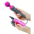 PalmPower Wand - vibratore massaggiante con powerbank - silicone rosa/grigio
