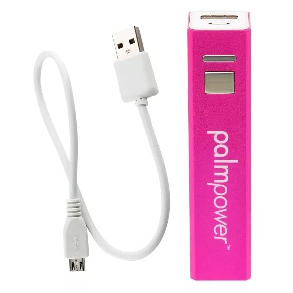 PalmPower Wand - vibratore massaggiante con powerbank - silicone rosa/grigio