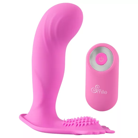 SMILE - vibratore strap-on ricaricabile con telecomando - punto G, rosa