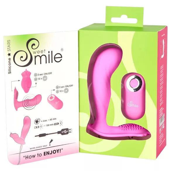 SMILE - vibratore strap-on ricaricabile con telecomando - punto G, rosa