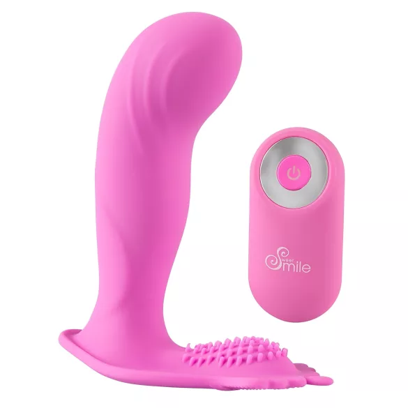 SMILE - vibratore strap-on ricaricabile con telecomando - punto G, rosa