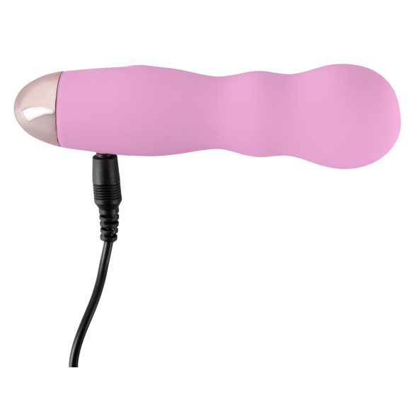 Cuties Mini Rose - vibratore ricaricabile ondulato - silicone rosa