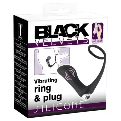   Black Velvets - vibratore anale con anello fallico - silicone nero