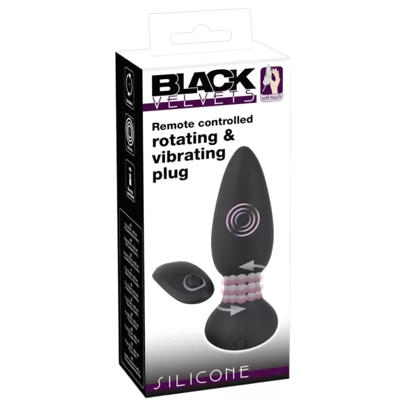 Black Velvets - vibratore anale rotante con perle - nero