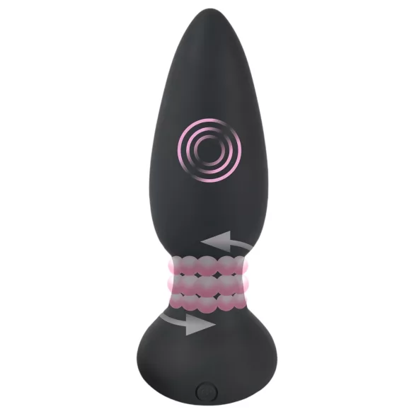 Black Velvets - vibratore anale rotante con perle - nero
