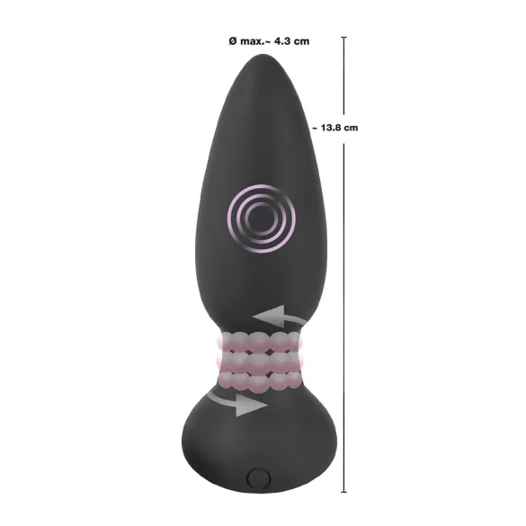 Black Velvets - vibratore anale rotante con perle - nero