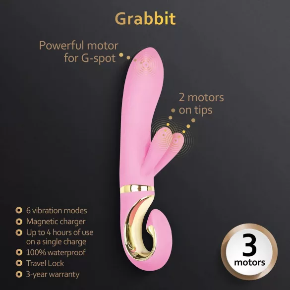 G-Vibe GRabbit - vibratore punto G ricaricabile 3 motori silicone rosa