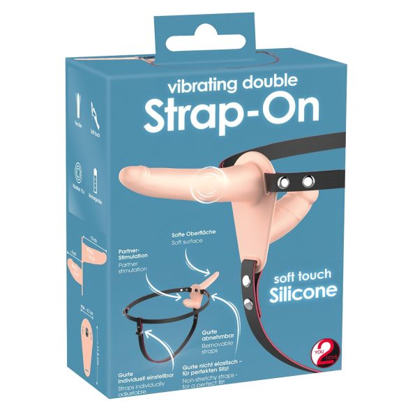 You2Toys - Strap On doppio vibratore indossabile - silicone naturale