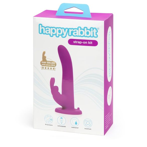 Happyrabbit - strap-on vibratore coniglio - silicone viola