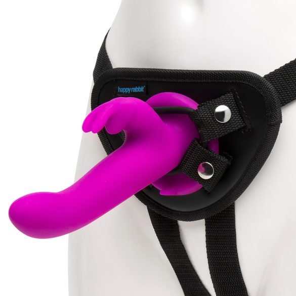 Happyrabbit - strap-on vibratore coniglio - silicone viola