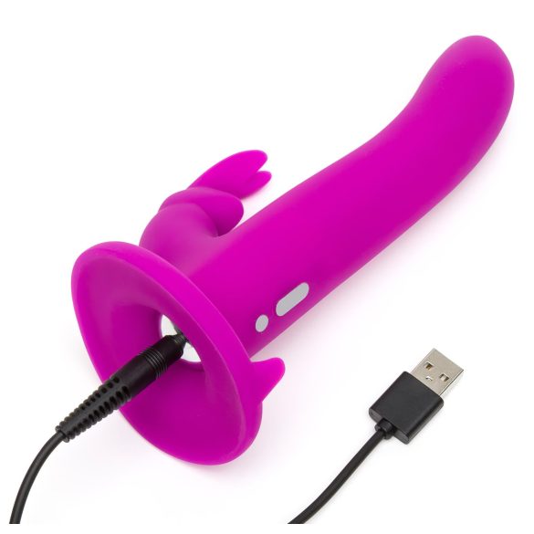 Happyrabbit - strap-on vibratore coniglio - silicone viola