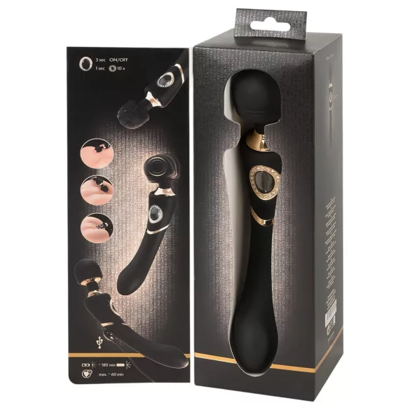 Cleopatra Wand - vibratore massaggiante ricaricabile impermeabile nero