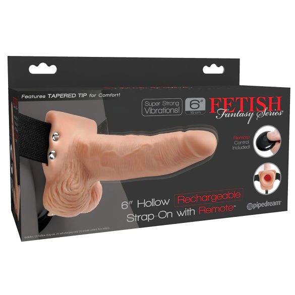 Fetish Strap-On 6 - dildo cavo con cinturino - vibrante - colore naturale