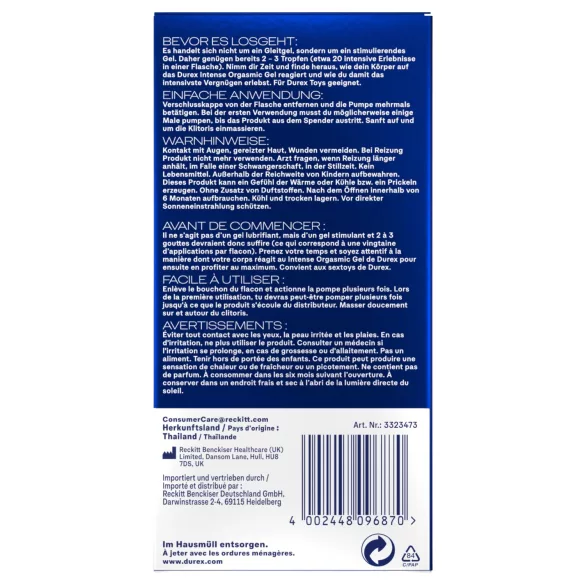 Durex Intense Orgasmic - gel stimolante per il clitoride (10 ml)