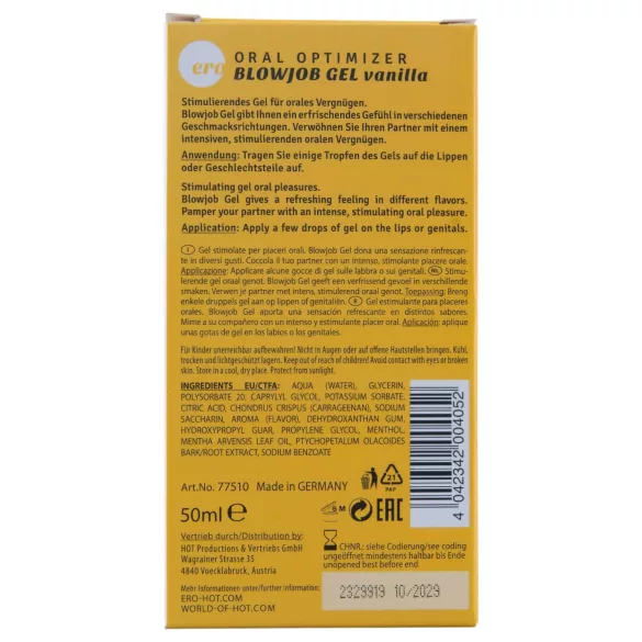 HOT - Gel per Fellatio - lubrificante orale - vaniglia (50 ml)