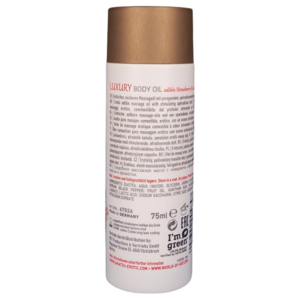 Shiatsu Luxury - olio da massaggio commestibile - fragola e pepe rosso 75ml
