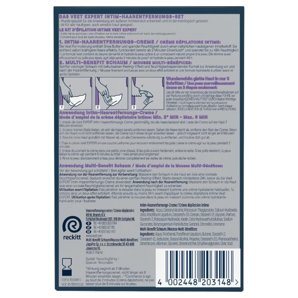 Veet - crema depilatoria intima e mousse idratante per donne (2×50 ml)