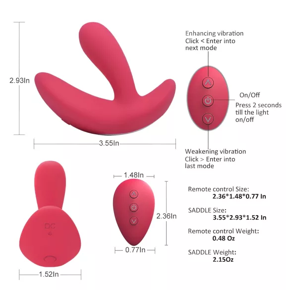 Cotoxo Saddle - vibratore prostatico con telecomando - rosso
