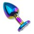 Sunfo - Plug Anale in Metallo con Gemma Bianca (Arcobaleno)