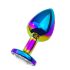 Sunfo - Plug Anale in Metallo con Gemma Bianca (Arcobaleno)