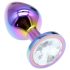 Sunfo - Plug Anale in Metallo con Gemma Bianca (Arcobaleno)