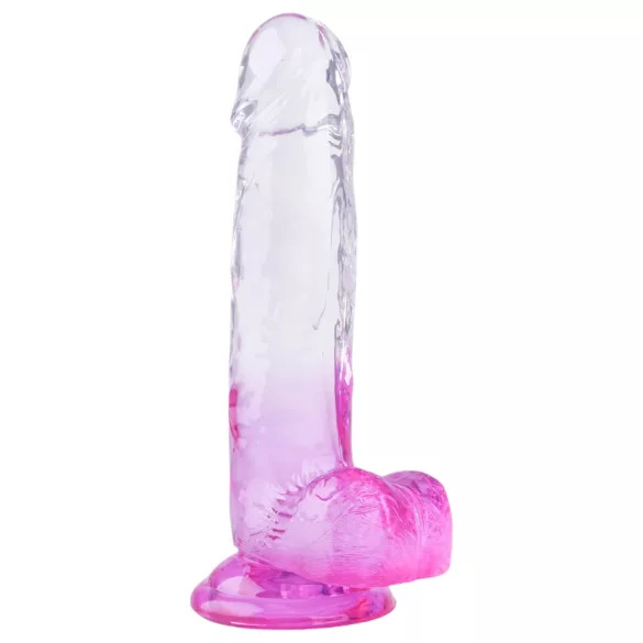Sunfo - dildo realistico con testicoli e ventosa - 22cm trasparente viola
