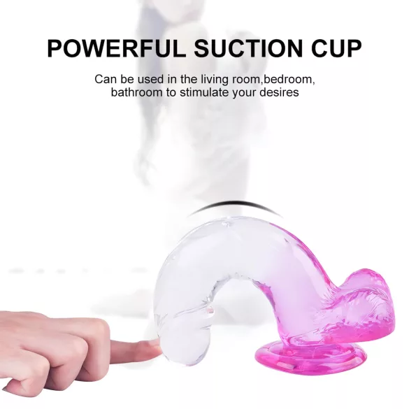 Sunfo - dildo realistico con testicoli e ventosa - 22cm trasparente viola
