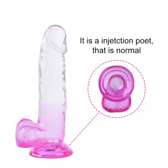Sunfo - dildo realistico con testicoli e ventosa - 22cm trasparente viola
