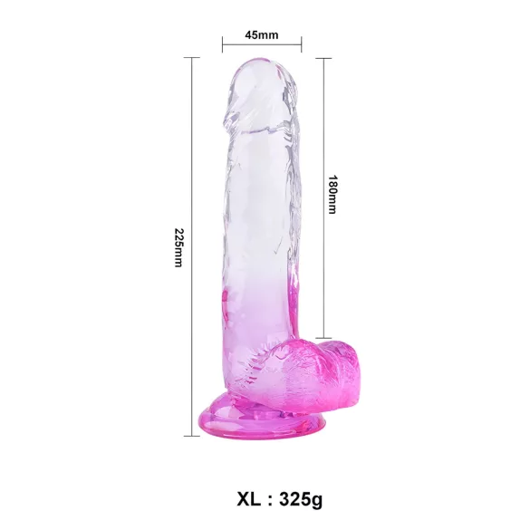 Sunfo - dildo realistico con testicoli e ventosa - 22cm trasparente viola
