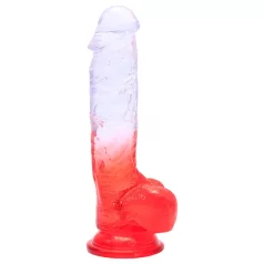   Sunfo - dildo con ventosa e testicoli - 21cm trasparente rosso