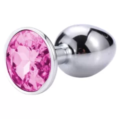 Sunfo - plug anale in metallo con gemma rosa - argento