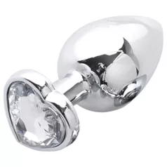   Sunfo - plug anale in metallo con pietra a forma di cuore (argento-bianco)
