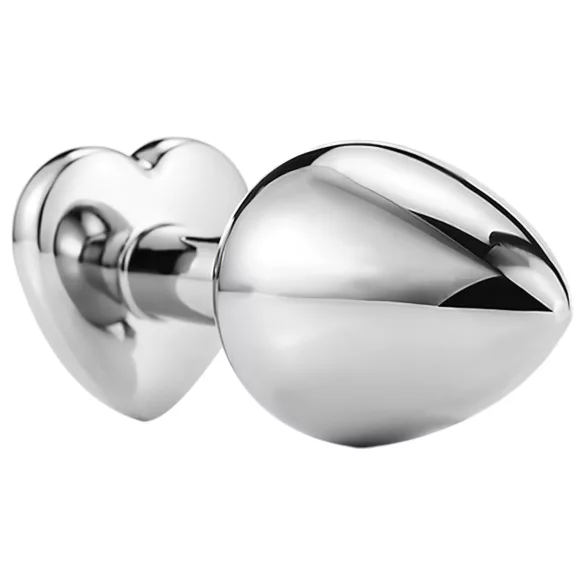 Sunfo - plug anale in metallo con pietra a forma di cuore (argento-bianco)