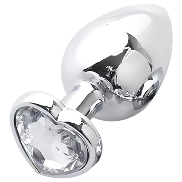 Sunfo - plug anale in metallo con pietra a forma di cuore (argento-bianco)