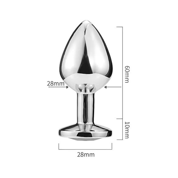 Sunfo - plug anale in metallo con pietra a forma di cuore (argento-bianco)