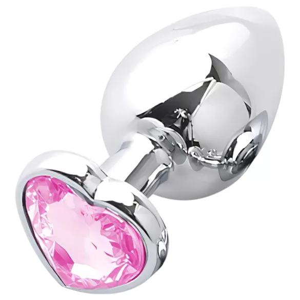 Sunfo - plug anale metallo con pietra a cuore - argento rosa